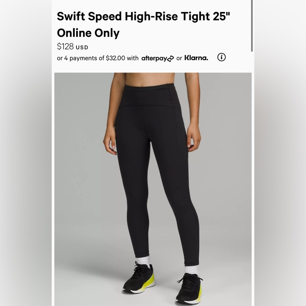 Swift Speed High-Rise Tight 25" Online Only. Size 4 25L.